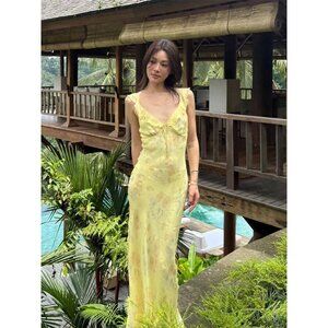 Realisation Par Zinnia Floral Silk Slip Dress